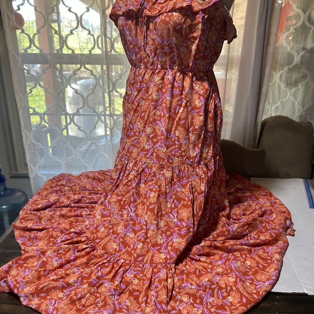 J. Crew Orange Floral Maxi Dress - Picture 8 of 12